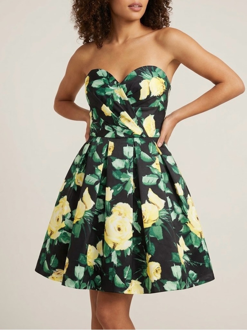 Sherri Hill Homecoming Prom Formal Strapless Fit and Flare Mini Dress Floral